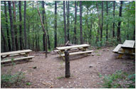 Photograph of picnic tables in front of Eunjeoksa Temple 